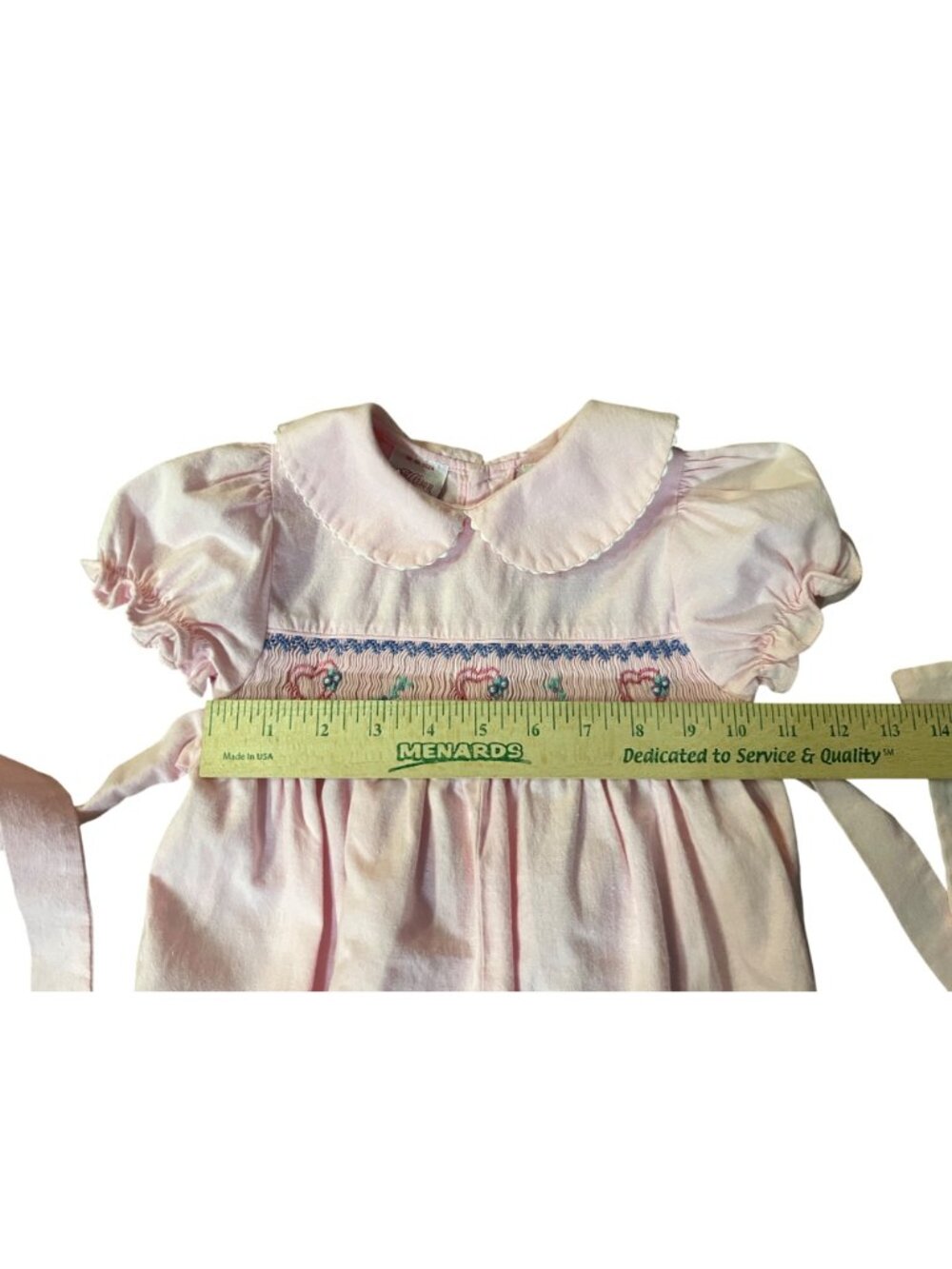 Vintage Allison Ann 24M Pink Smocked Bubble Romper Hearts Flowers Used - Picture 13 of 13